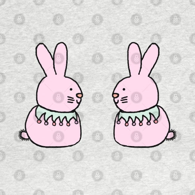 Pink Bunny Rabbit Duo by ellenhenryart